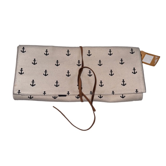 CB Station Canvas Multi Pocket Travel Roll Case Anchor Motif Tools Brushes - Picture 2 of 11